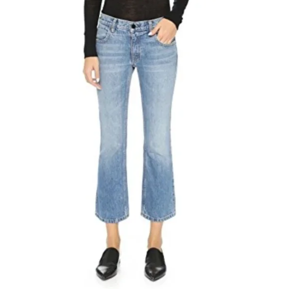 Alexander Wang 100% Cotton Medium Wash Low Rise Ankle Crop Kick Flare Jean 27 6 - Picture 1 of 10